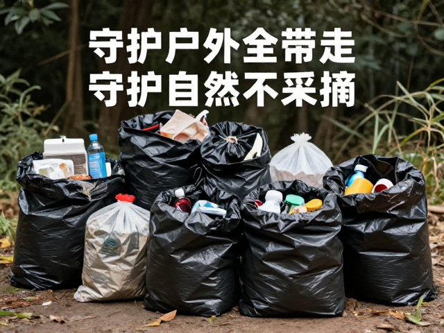户外垃圾全量带走,便携垃圾袋收纳法,守护自然不采摘