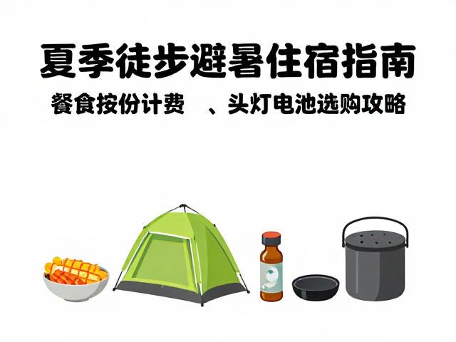 夏季徒步避暑住宿指南,餐食按份计费与头灯电池选购攻略