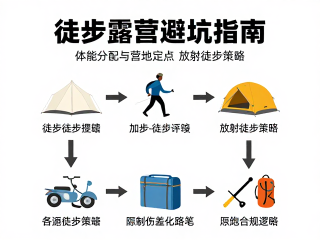 徒步露营避坑指南,体能分配与营地定点放射徒步策略