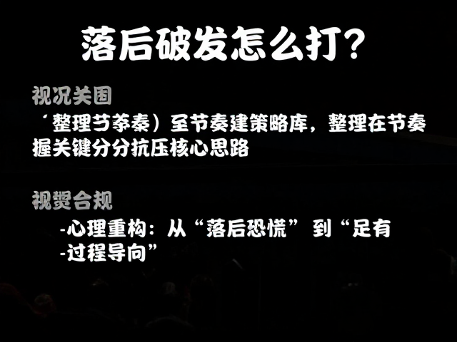 落后破发怎么打？整理节奏建策略库，掌握关键分抗压核心思路