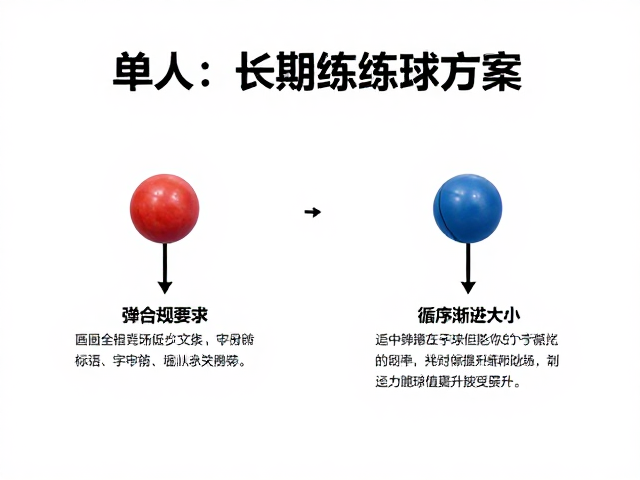 单人长期练球方案，选弹力适中球，匹配场地大小，循序渐进提升