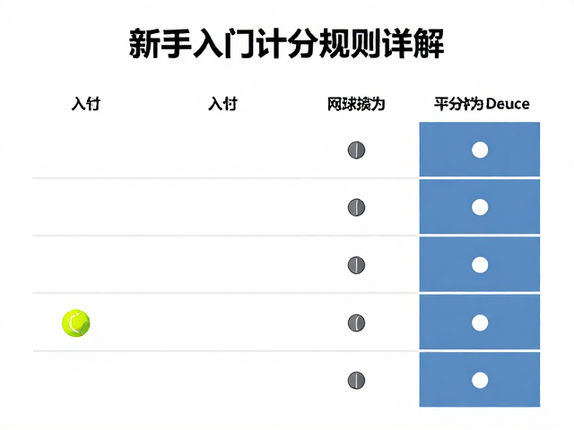 网球新手入门计分规则详解，每局由一方发球，平分称为Deuce