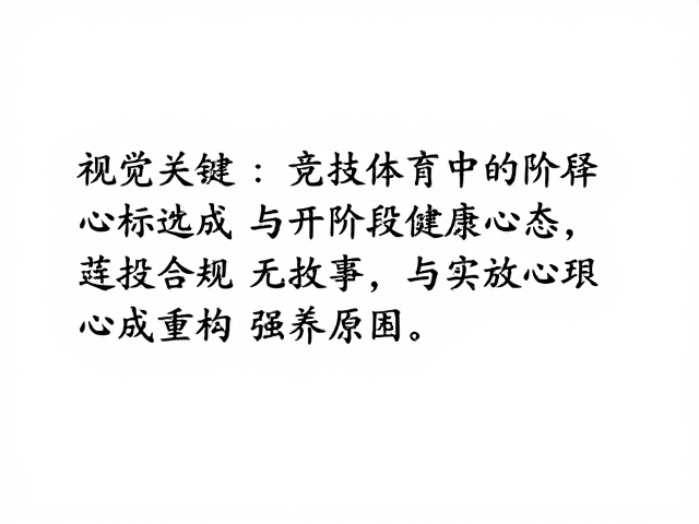 竞技体育胜负观，通过稳定发挥与阶段目标达成，培养健康心态