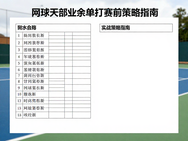 网球俱乐部业余单打赛前备赛规划，选手资料整理与实战策略指南