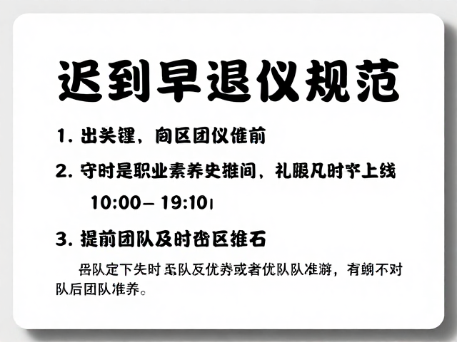 迟到早退礼仪规范，按预约时间入场，失误后鼓励队友的团队准则