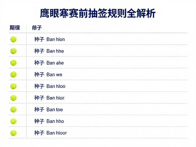 赛前抽签规则与种子选手分配逻辑