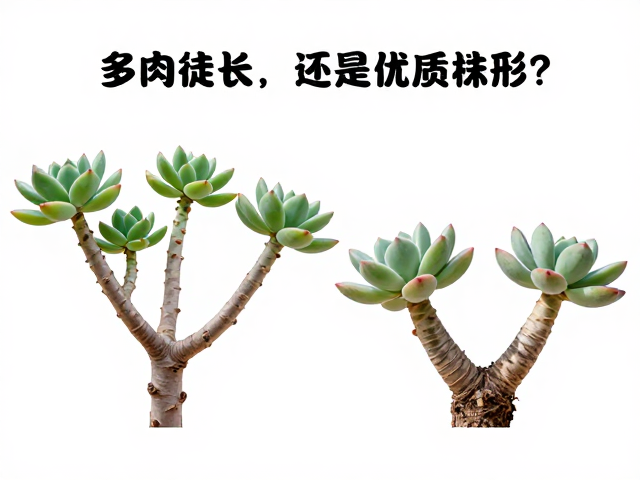 多肉徒长畸形还是优质株型？无白粉病斑的老桩鉴别指南