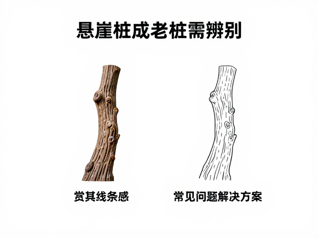 悬崖桩速成老桩需辨别，赏其线条感，常见问题与解决方案