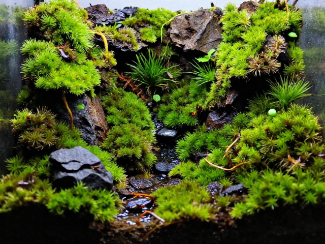 苔藓造景技巧，摆件固定后浇水，避免闷湿防烂根