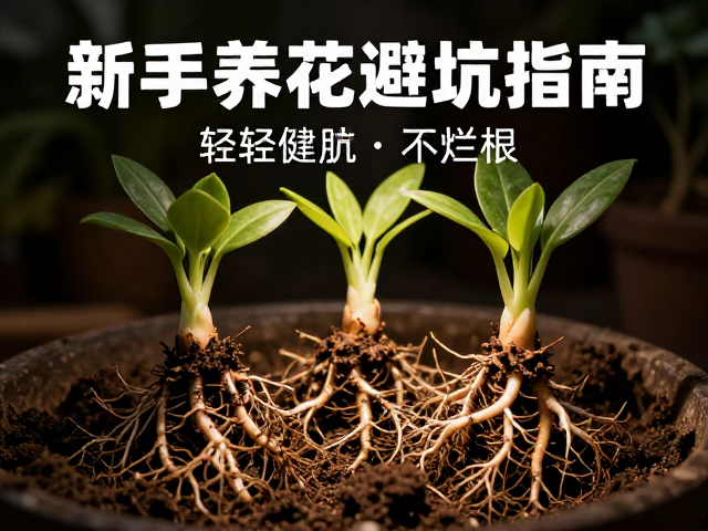 新手养花避坑指南，冬季补光，轻轻压实盆土，根系健壮不烂根