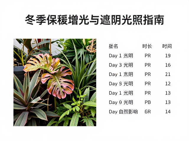 冬季植物保温增光与遮阴光照指南，每日适宜光照时长参考