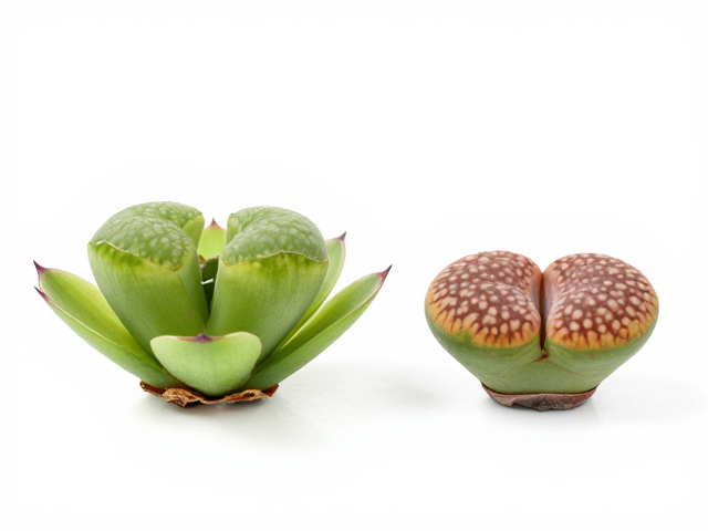 番杏肉锥与生石花分辨，看冠幅叶尖形态