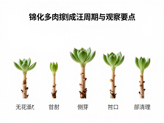 锦化多肉嫁接成活周期与观察要点，附砧木侧芽清理技巧