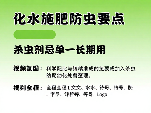 化水施肥防虫要点，杀虫剂忌单一长期用