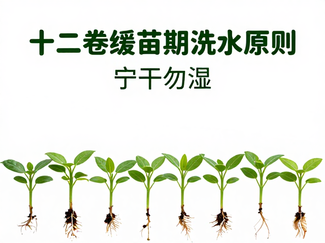 十二卷缓苗期浇水原则，宁干勿湿，严禁立即暴晒需弱光