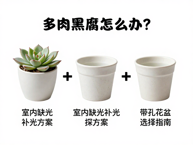 多肉黑腐怎么办？室内缺光补光方案与带孔花盆选择指南