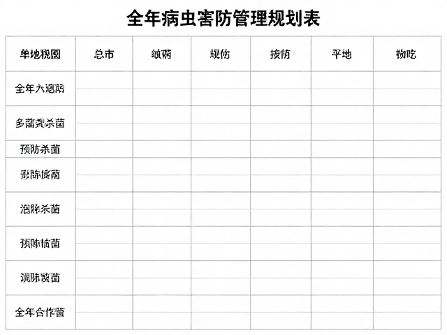 全年病虫害预防管理规划表