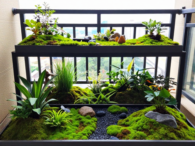 庭院花槽与苔藓的微景观营造