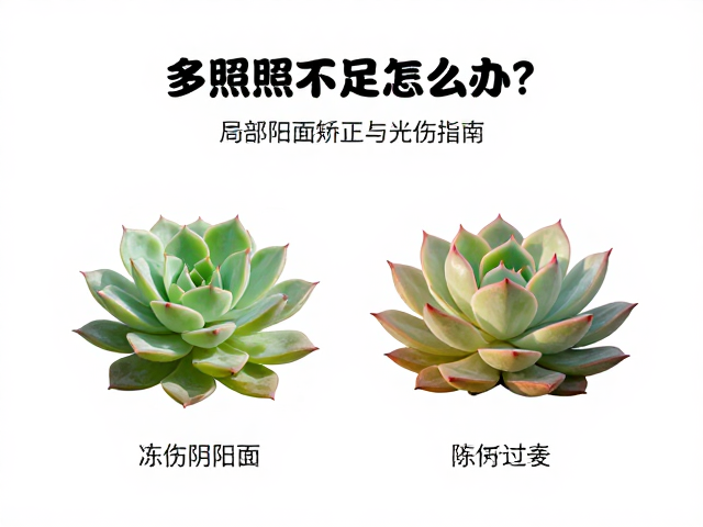 多肉光照不足怎么办？局部阴阳面扭转矫正与冻伤隔离指南