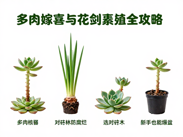 多肉嫁接与花剑繁殖全攻略，选对砧木防腐烂，新手也能爆盆