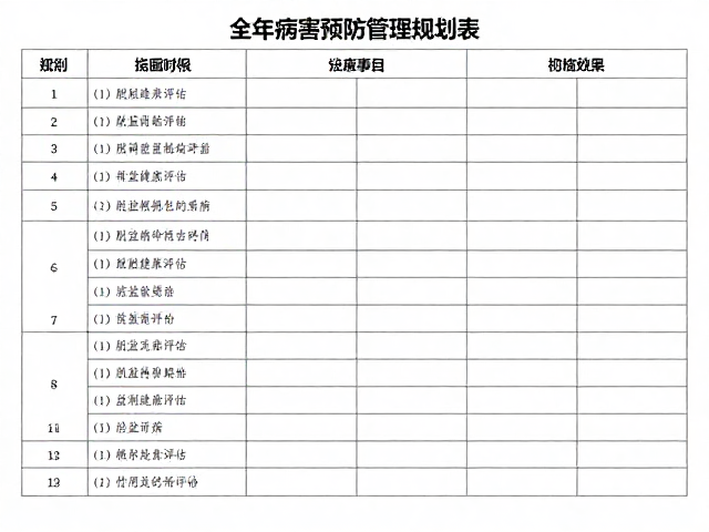脱盆检查根系防锈病，全年病害预防管理规划表