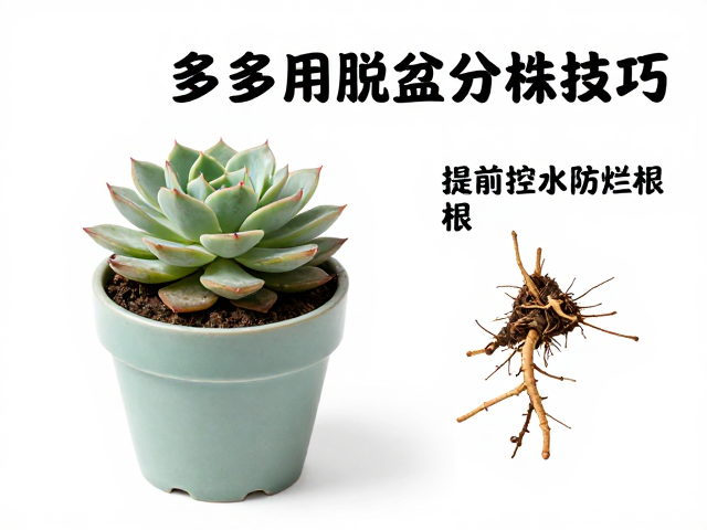 多肉脱盆分株技巧，提前控水防烂根，重新上盆定植全攻略