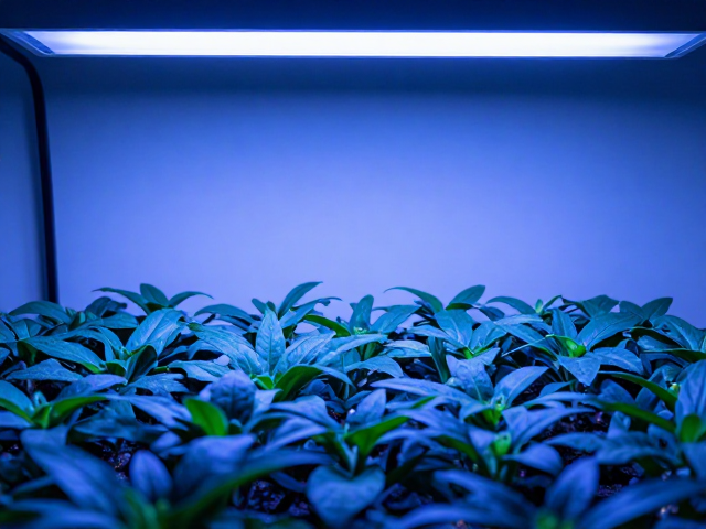 蓝光光谱对植株形态的调控机制