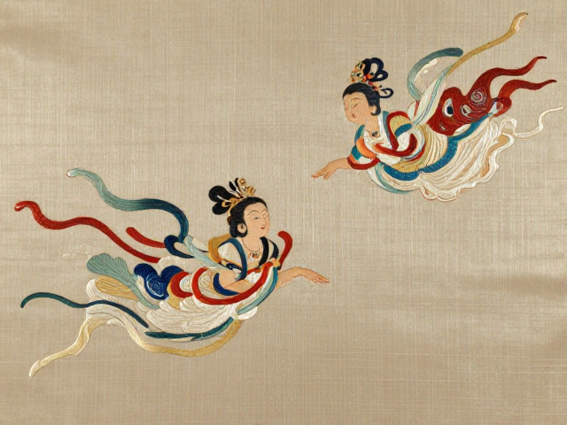两晋刺绣里的飞天与佛教纹样，一眼识读千年美学密码