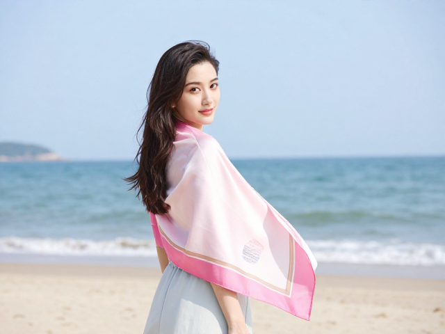 海边度假丝巾怎么搭?斜角披出甜美淑女风,拍照超上镜