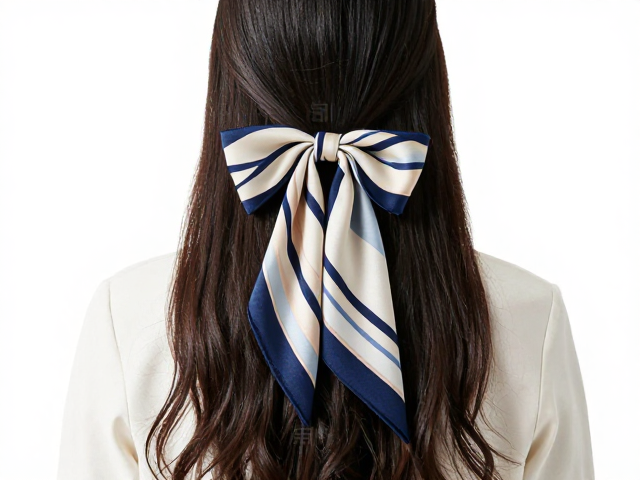 长发绑带丝巾怎么选？条纹款精致小巧，百搭显气质
