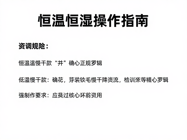恒温恒湿操作指南，选低温慢干款并确认正规资质
