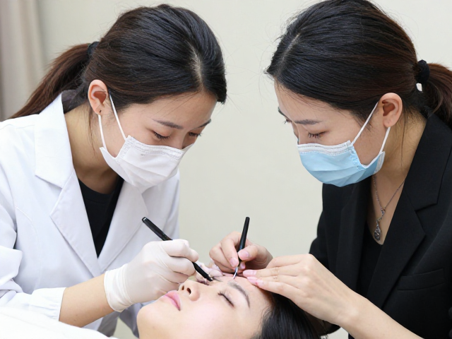 美业培训学校，带走彩妆残留，自然干燥后嫁接睫毛教程
