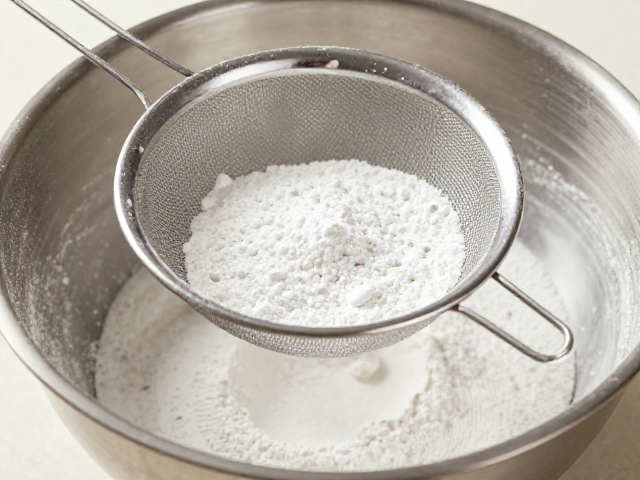 筛粉慢？试试晃动过滤法，打蛋盆不粘粉更均匀