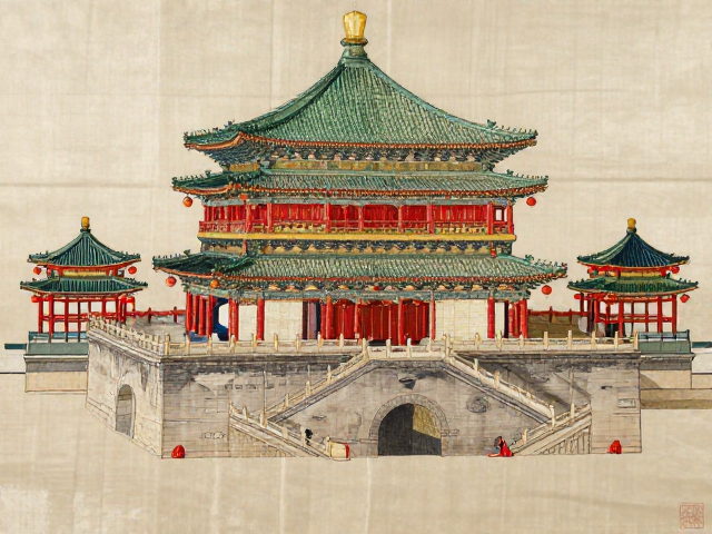 唐代刺绣工艺手绘稿，色阶层次丰富，重现唐代长安华彩