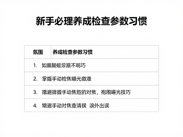 建立参数检查清单，规避基础拍摄失误