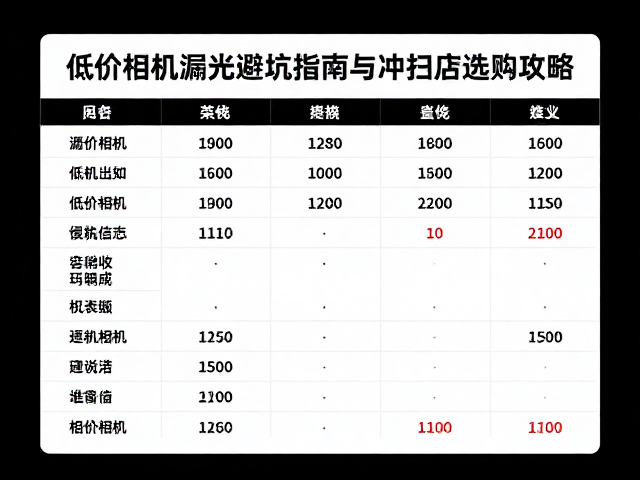 低价相机的维护与成本核算