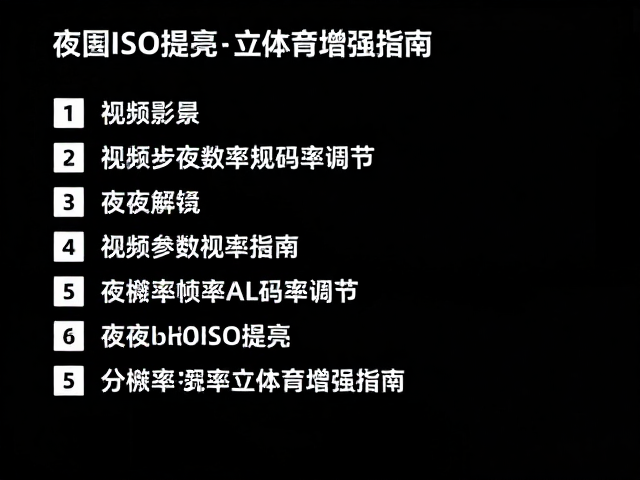 视频参数设置，分辨率帧率码率调节，夜间ISO提亮与立体声增强指南