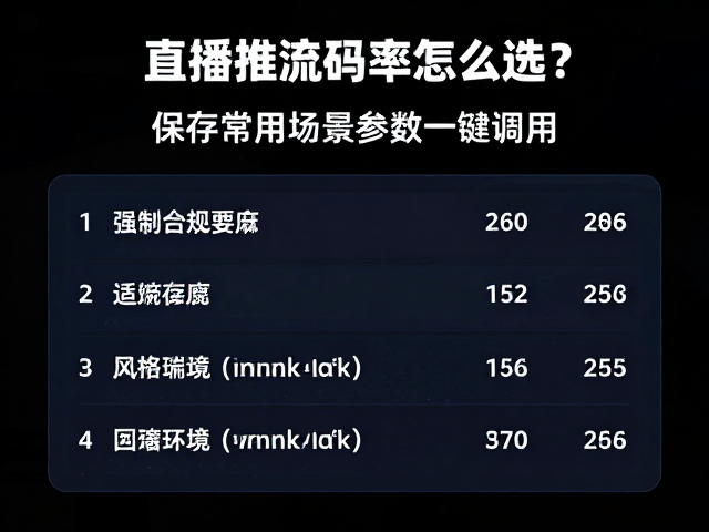 直播推流码率怎么选?保存常用场景参数一键调用