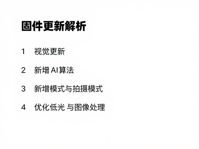 固件更新,新增AI算法与拍摄模式,优化低光与图像处理