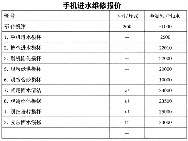 进水维修的市场报价与成本构成