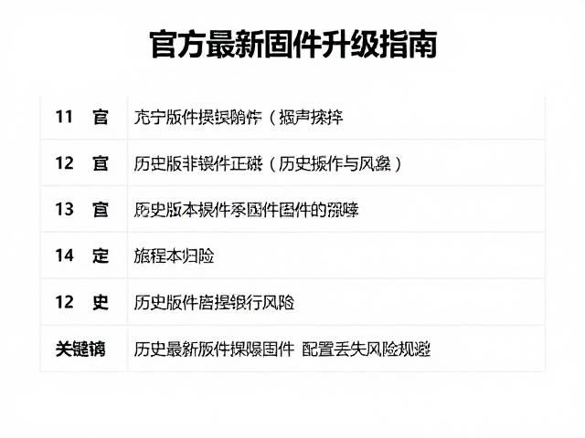 官方最新固件升级指南,历史版本归档与配置丢失风险规避