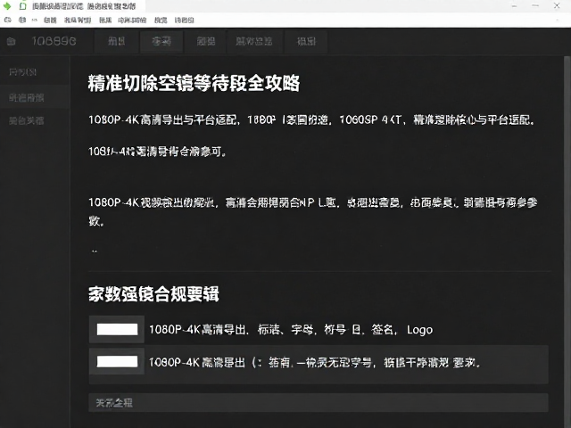 1080P-4K高清导出与平台适配,精准切除空镜等待段全攻略