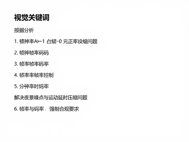 设置分辨率帧率码率,解决夜景噪点与运动延时压缩问题