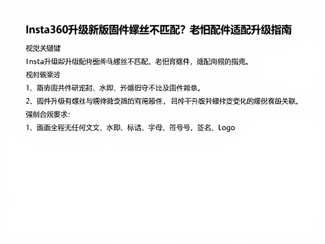 Insta360升级新版固件螺丝不匹配?老旧配件适配升级指南