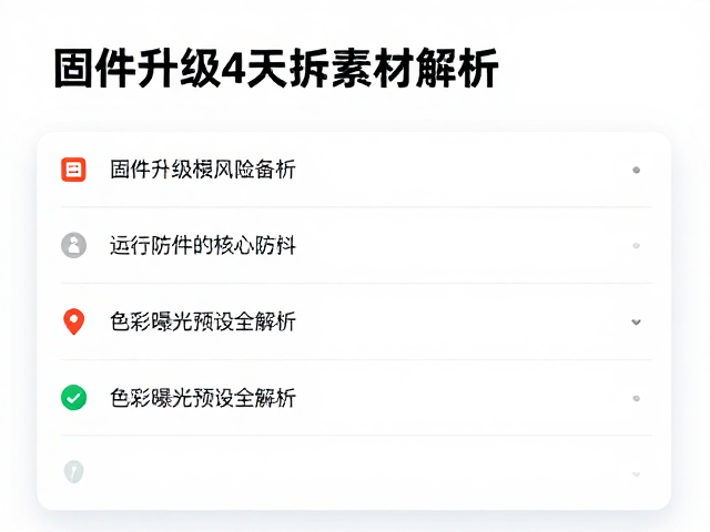 固件升级与素材备份,自定义防抖、色彩曝光预设全解析