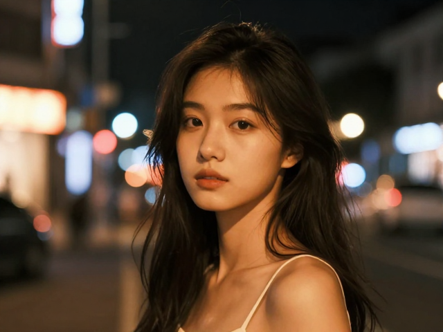 人像夜景摄影,暖色灯光与霓虹少女的氛围感构图指南
