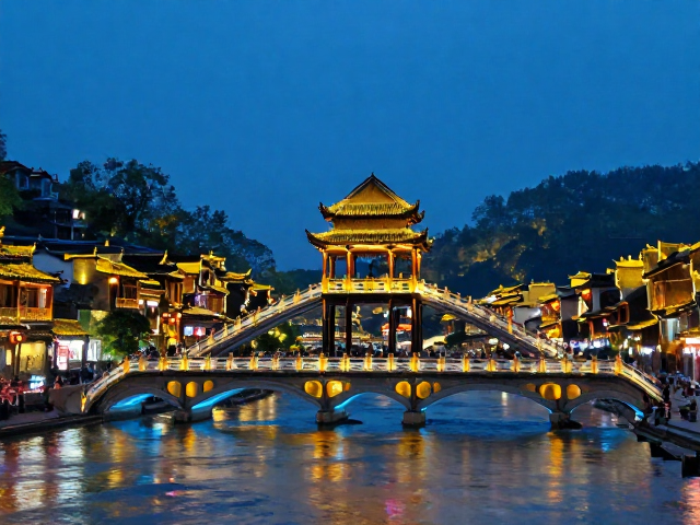 凤凰古城夜景怎么拍?高动态范围技巧,定格古建筑绝美光影