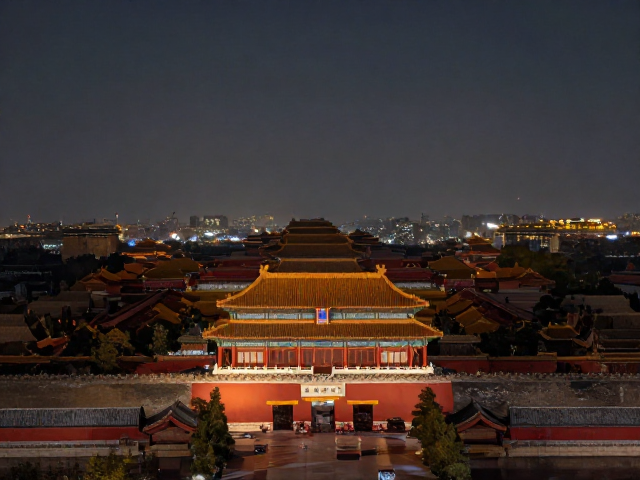 景山公园万春亭的全景对称