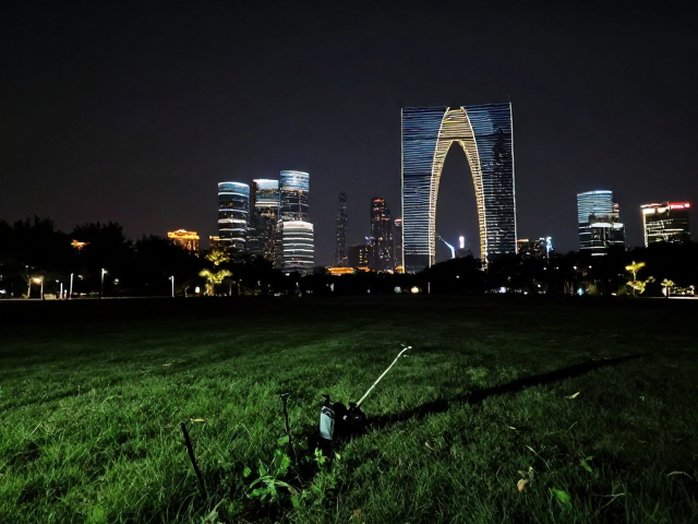 暗光下如何拍城市地标？避开草地踩踏的构图与曝光技巧