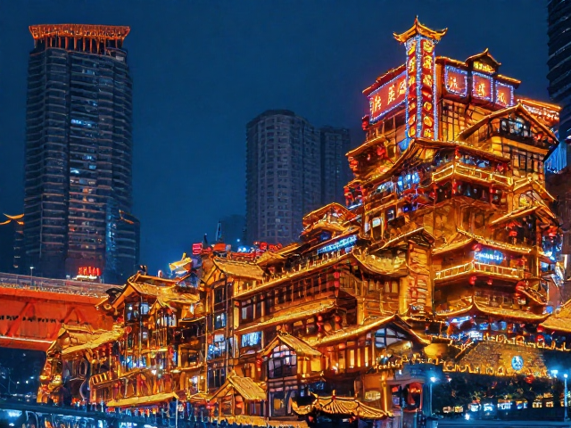 重庆洪崖洞:立体山城的光影迷宫